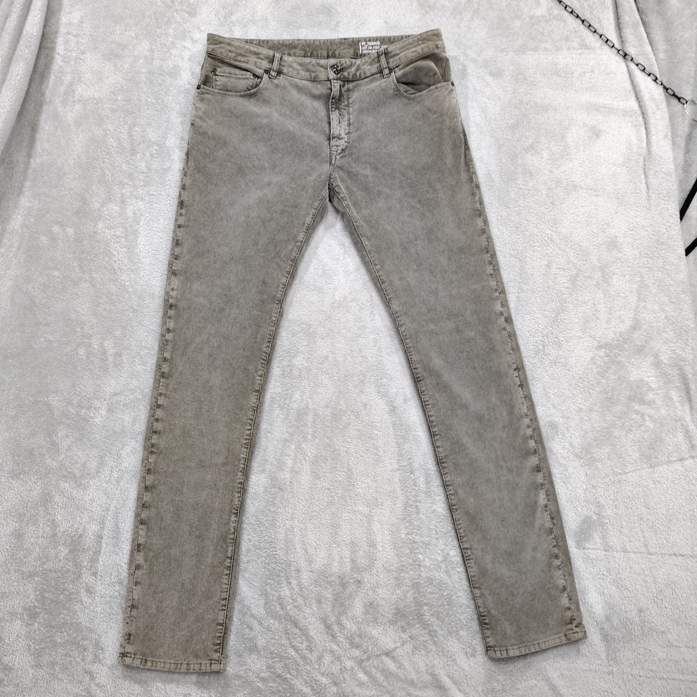 PT Torino Jazz Pants Mens 38x35 Green Corduroy Pin Wale Jeans Denim Slight Taper